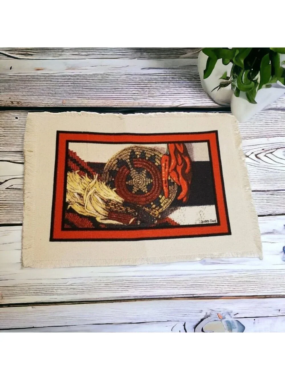 Judith Durr Woven Placemats Set of4 Southwest Art Peppers Corn Basket 18